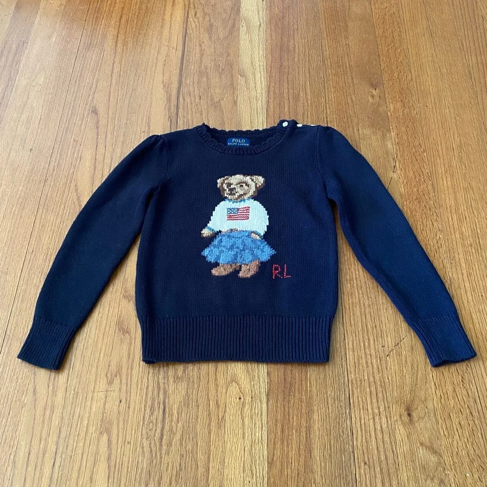 Ralph Lauren Knit Cotton Sweater Polo Bear